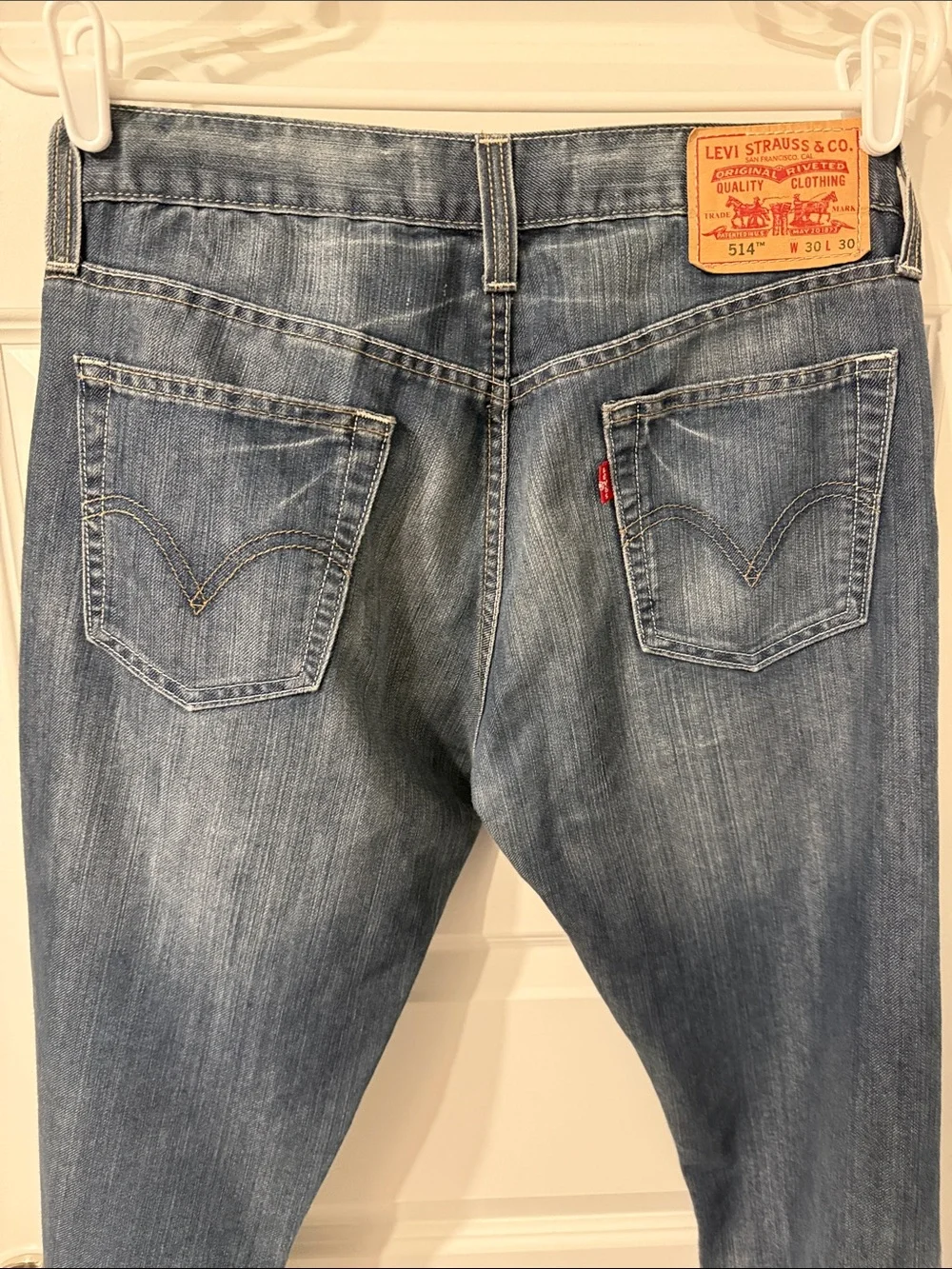 Levi's Slim Straight Men's Jeans Blue Denim 514 30 30 cotton faded 30w 30l